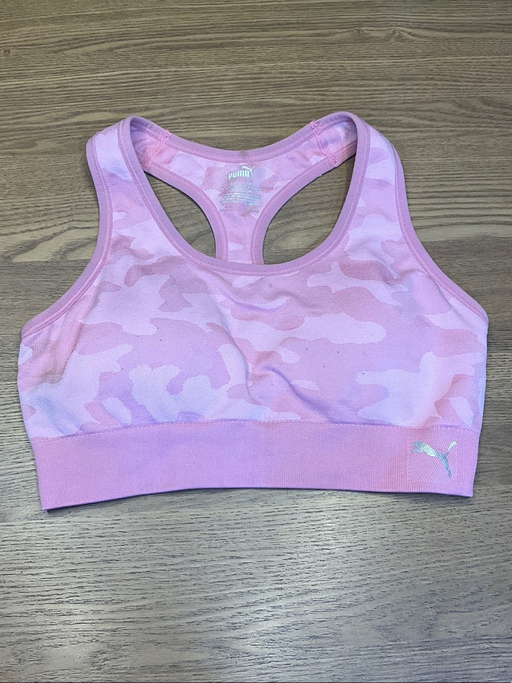 Puma Pink Camo Racerback Sports Bra